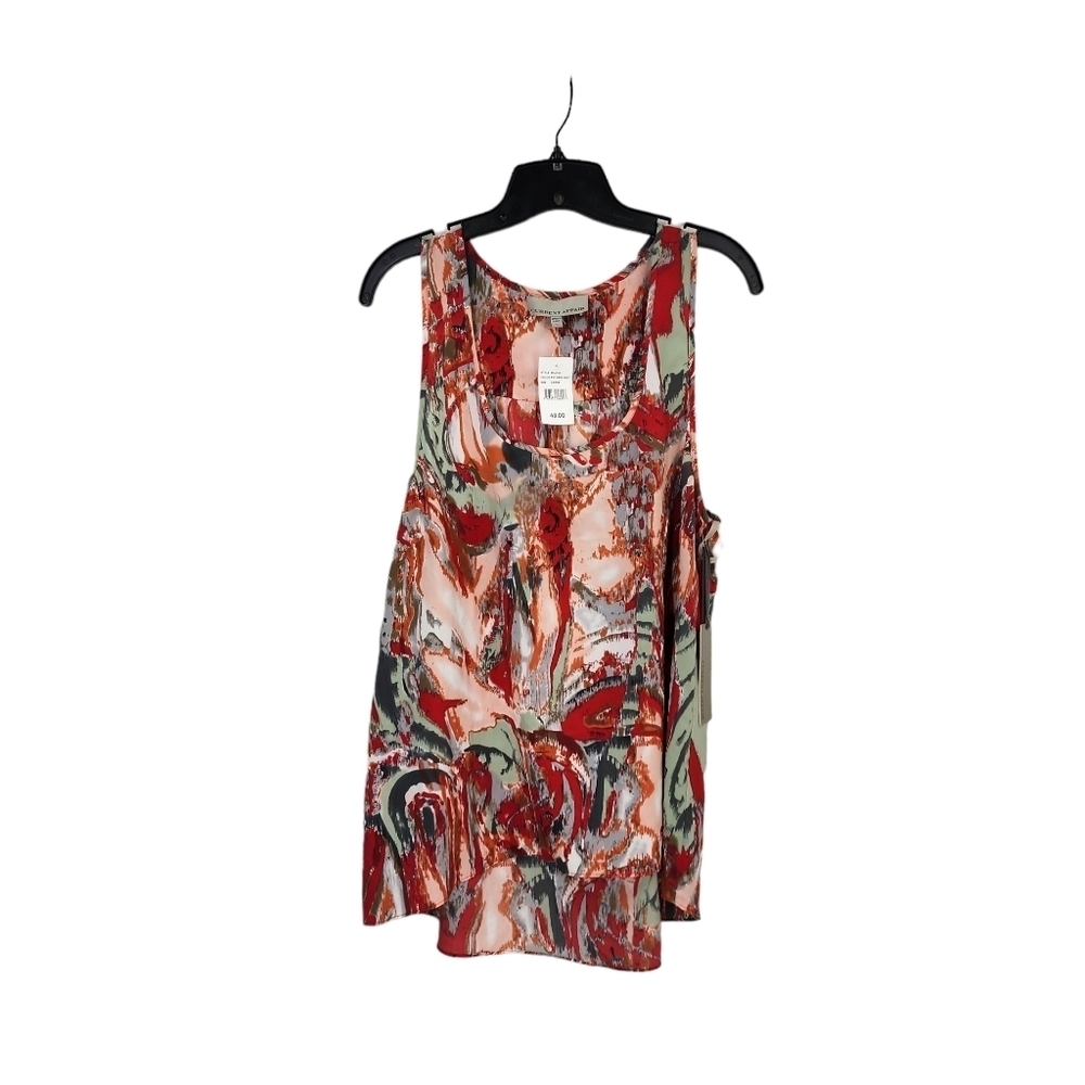 Current Affair Women's Red Orange Print Radha Tank Top -L